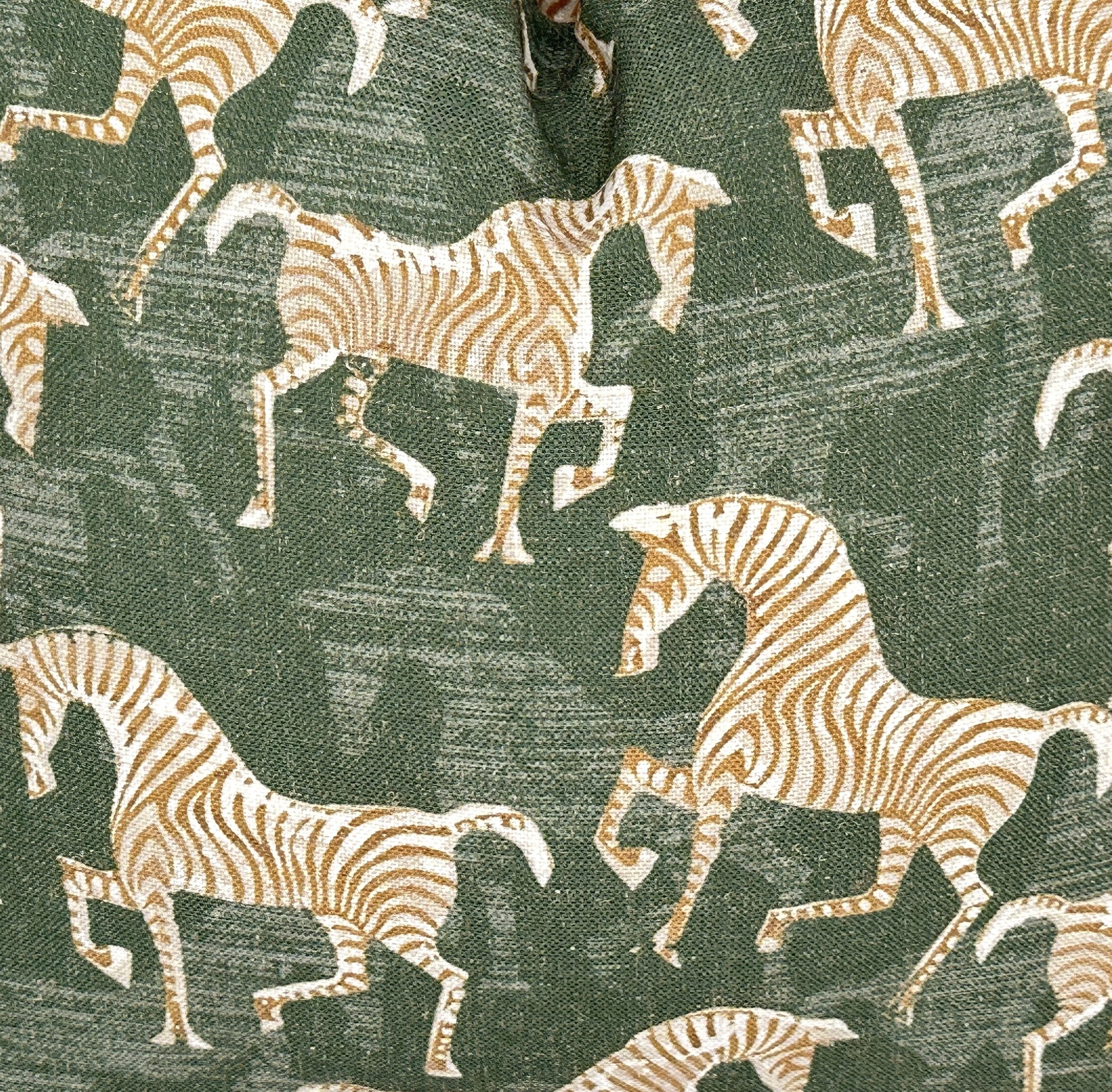 Masai Green Zebra Pillow Cover | Olive Green | Same Fabric Both Sides