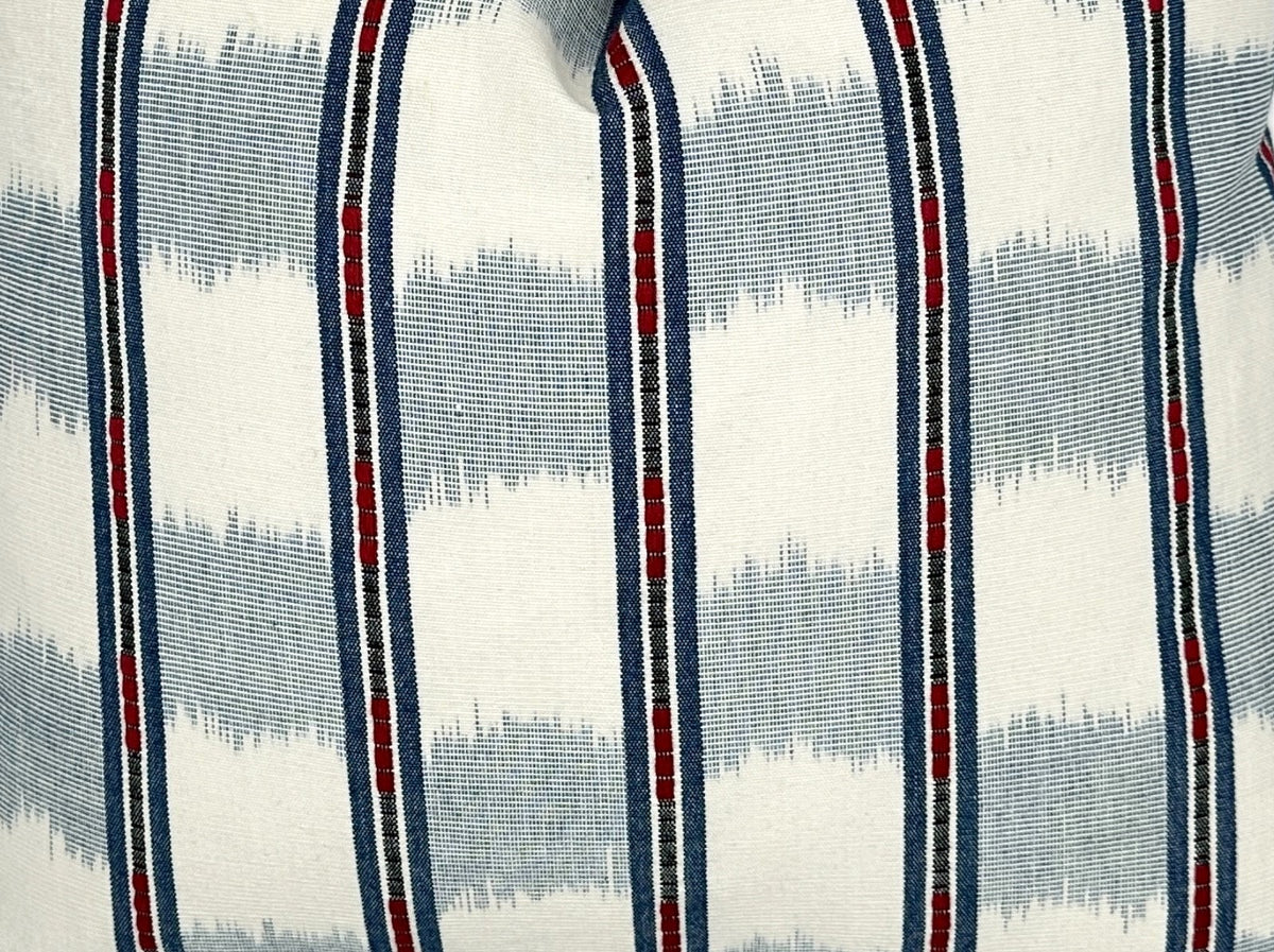 Schumacher Faye Ikat Chambray Pillow Cover | Red White Blue Stripe