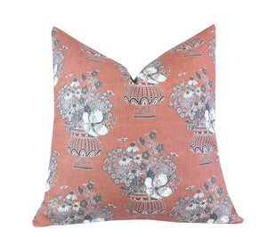 Designer Imogen Terra Cotta Indigo Pillow Cover | Leah O'Connell
