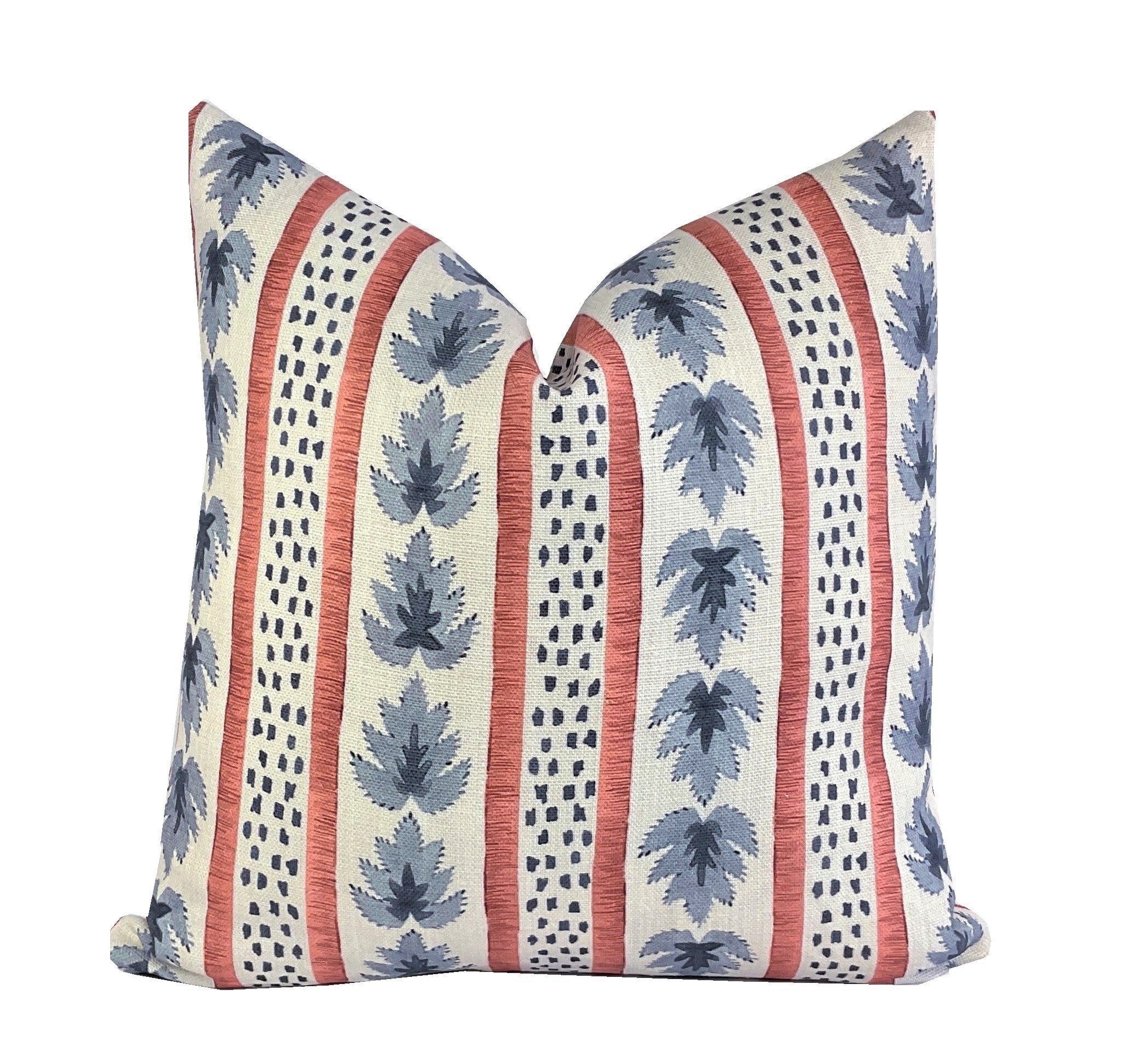 Jamie Indigo Rust Botanical Stripe Pillow Cover