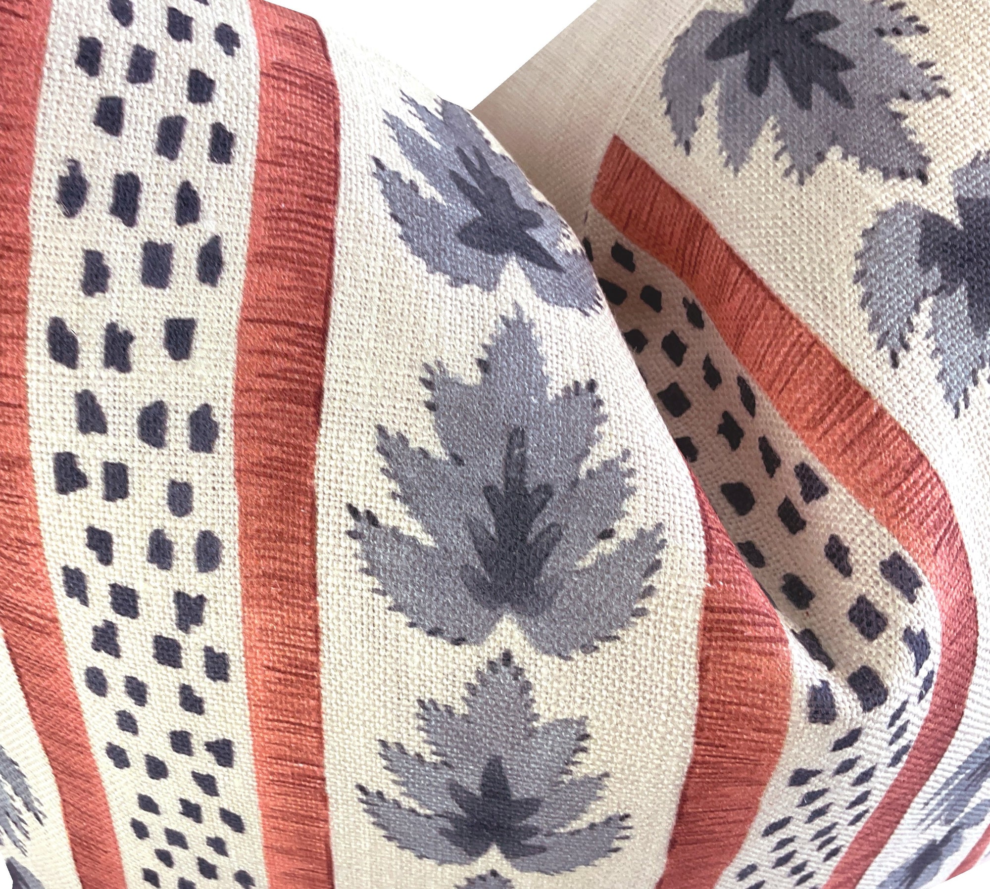 Jamie Indigo Rust Botanical Stripe Pillow Cover