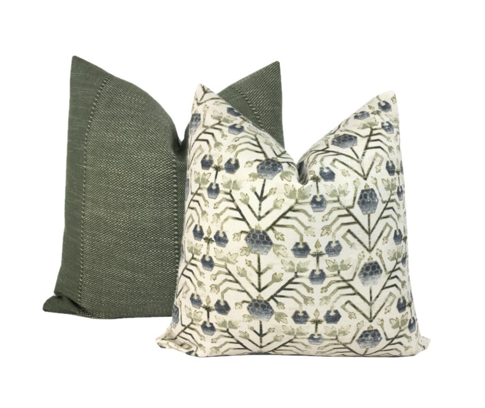 Designer Khotan Pillow Cover |  Indigo and Ivory |  Zak and Fox