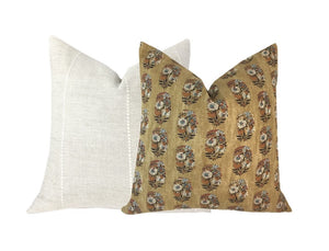 Posie Copper Blue Pillow Cover | Designer | Camel