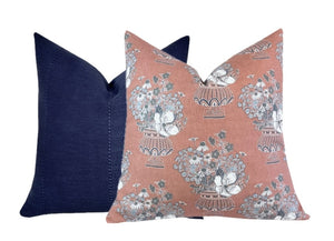 Designer Imogen Terra Cotta Indigo Pillow Cover | Leah O'Connell