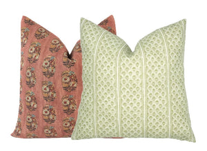 Brynn Soft Green Stripe Linen Pillow Cover | Neutral