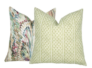 Brynn Soft Green Stripe Linen Pillow Cover | Neutral