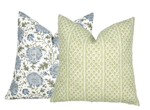 Brynn Soft Green Stripe Linen Pillow Cover | Neutral