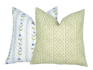 Brynn Soft Green Stripe Linen Pillow Cover | Neutral