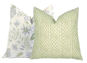 Brynn Soft Green Stripe Linen Pillow Cover | Neutral