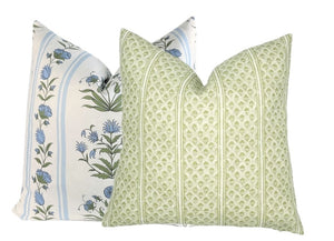 Brynn Soft Green Stripe Linen Pillow Cover | Neutral
