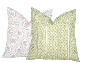 Brynn Soft Green Stripe Linen Pillow Cover | Neutral