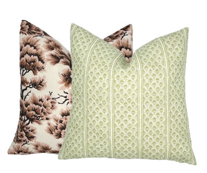 Brynn Soft Green Stripe Linen Pillow Cover | Neutral