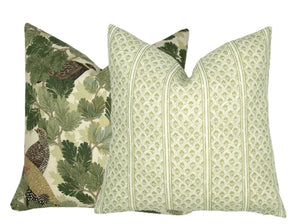 Brynn Soft Green Stripe Linen Pillow Cover | Neutral
