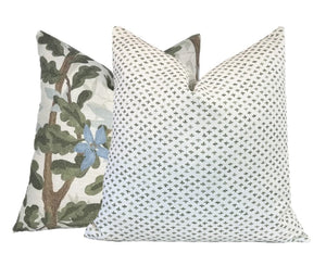 Paule Olive Green on Cream Pillow Cover | Small Scale Neutral