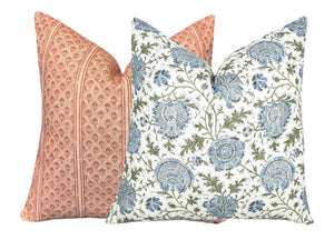 Indiennes Floral Pillow Cover | Lee Jofa | Blue and Green