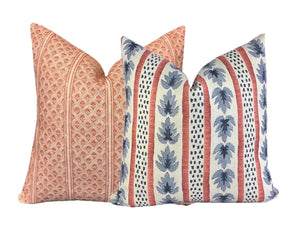 Jamie Indigo Rust Botanical Stripe Pillow Cover