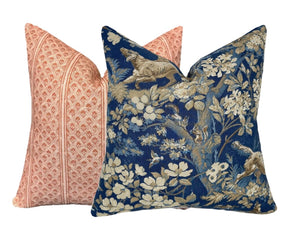 Schumacher Hound Meadow Indigo Pillow Cover