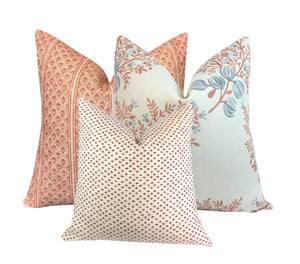 Terra Cotta Blues Linen Pillow Cover