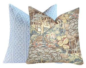Brantwood Forest Pillow Cover | Mocha Brown, Plum, Blue
