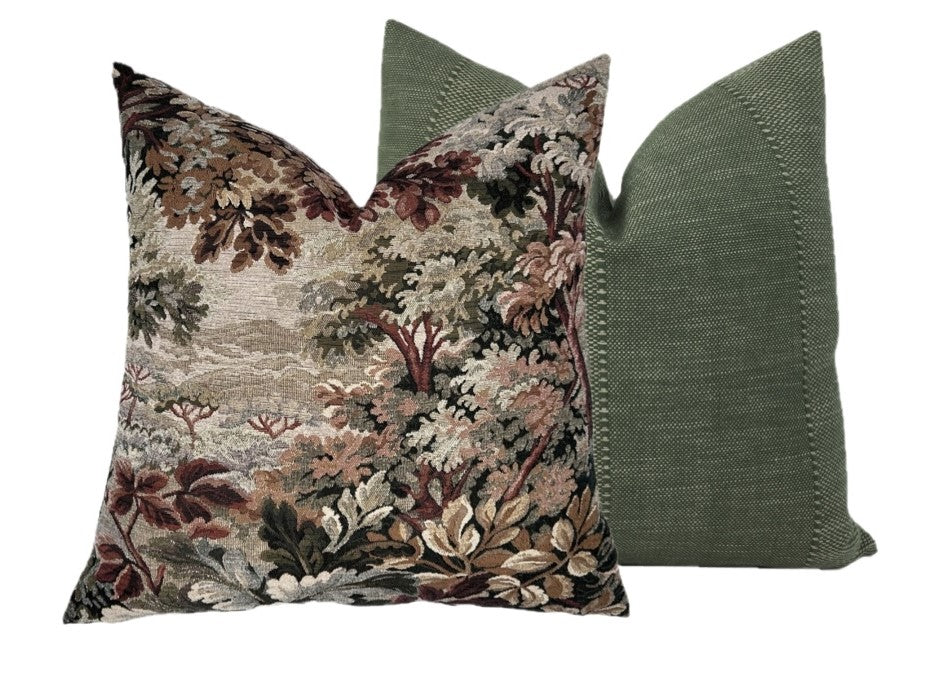 Woodrose Botanical Tapestry Pillow Cover | Moody | Earth Tones