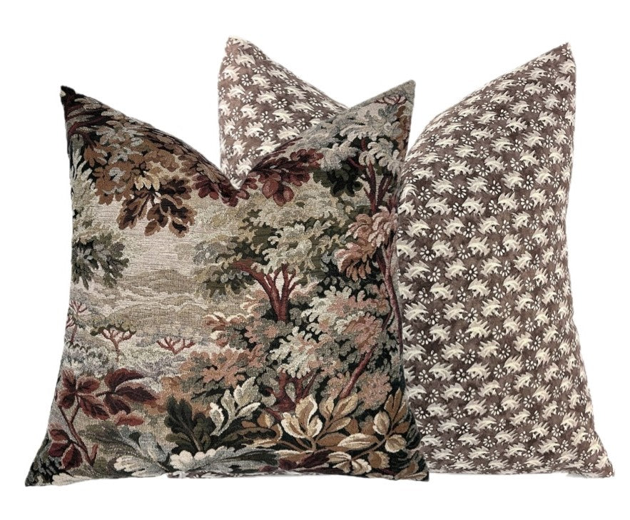 Woodrose Botanical Tapestry Pillow Cover | Moody | Earth Tones