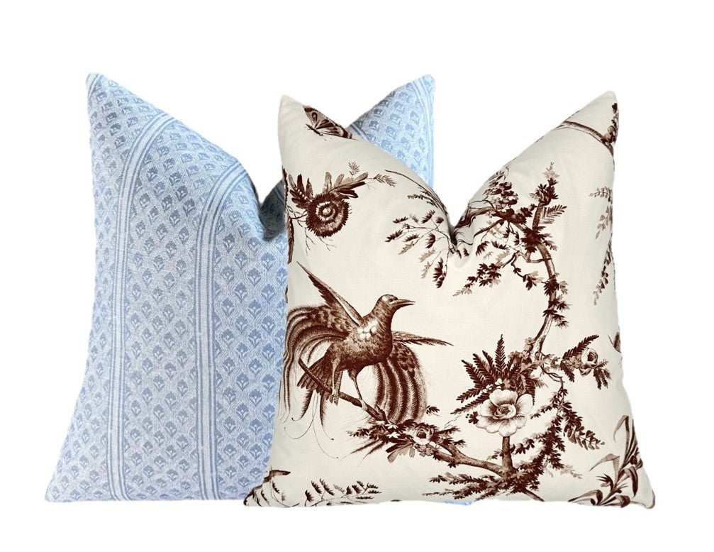 Gazebo Brown Floral Pillow Cover | Designer | Large Scale Botanical