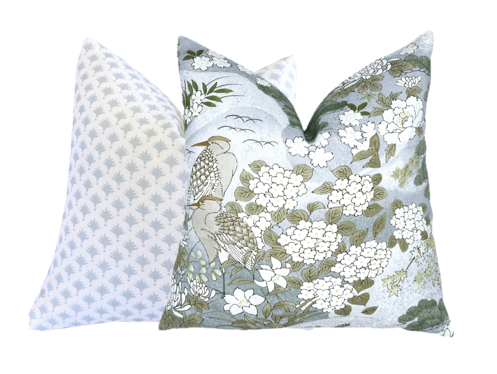 BACKORDER - Schumacher Lake Mist Botanical Pillow Cover