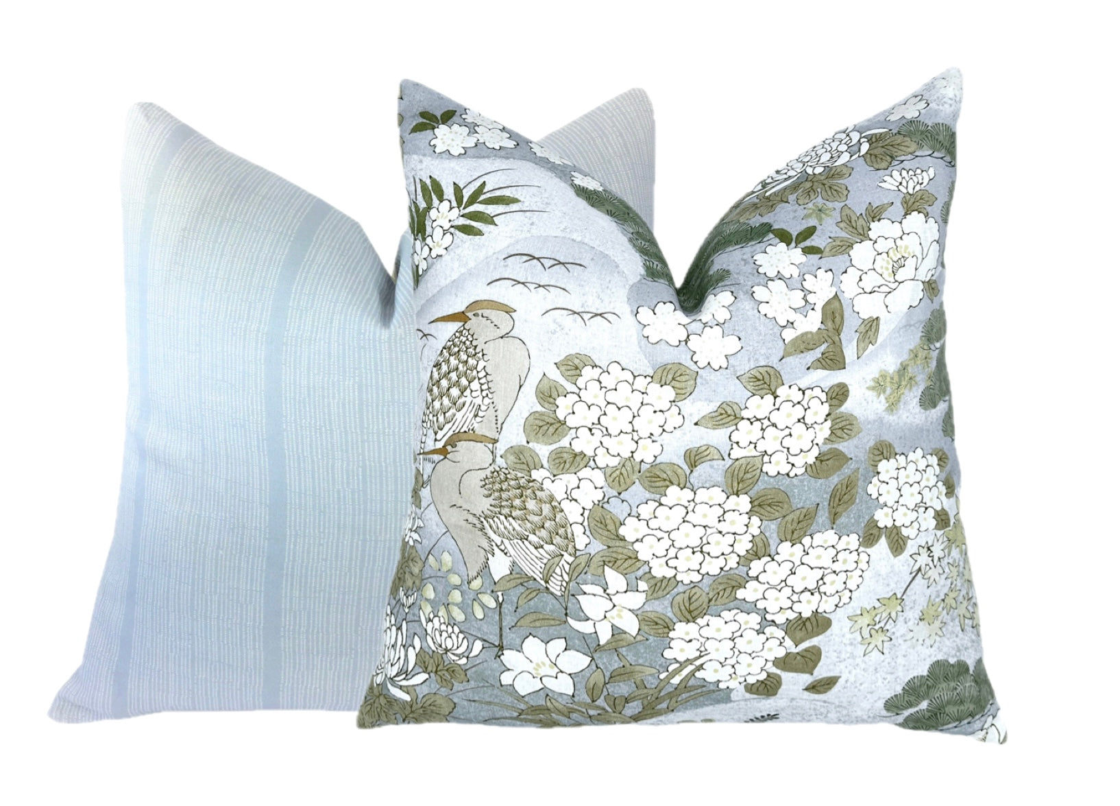BACKORDER - Schumacher Lake Mist Botanical Pillow Cover