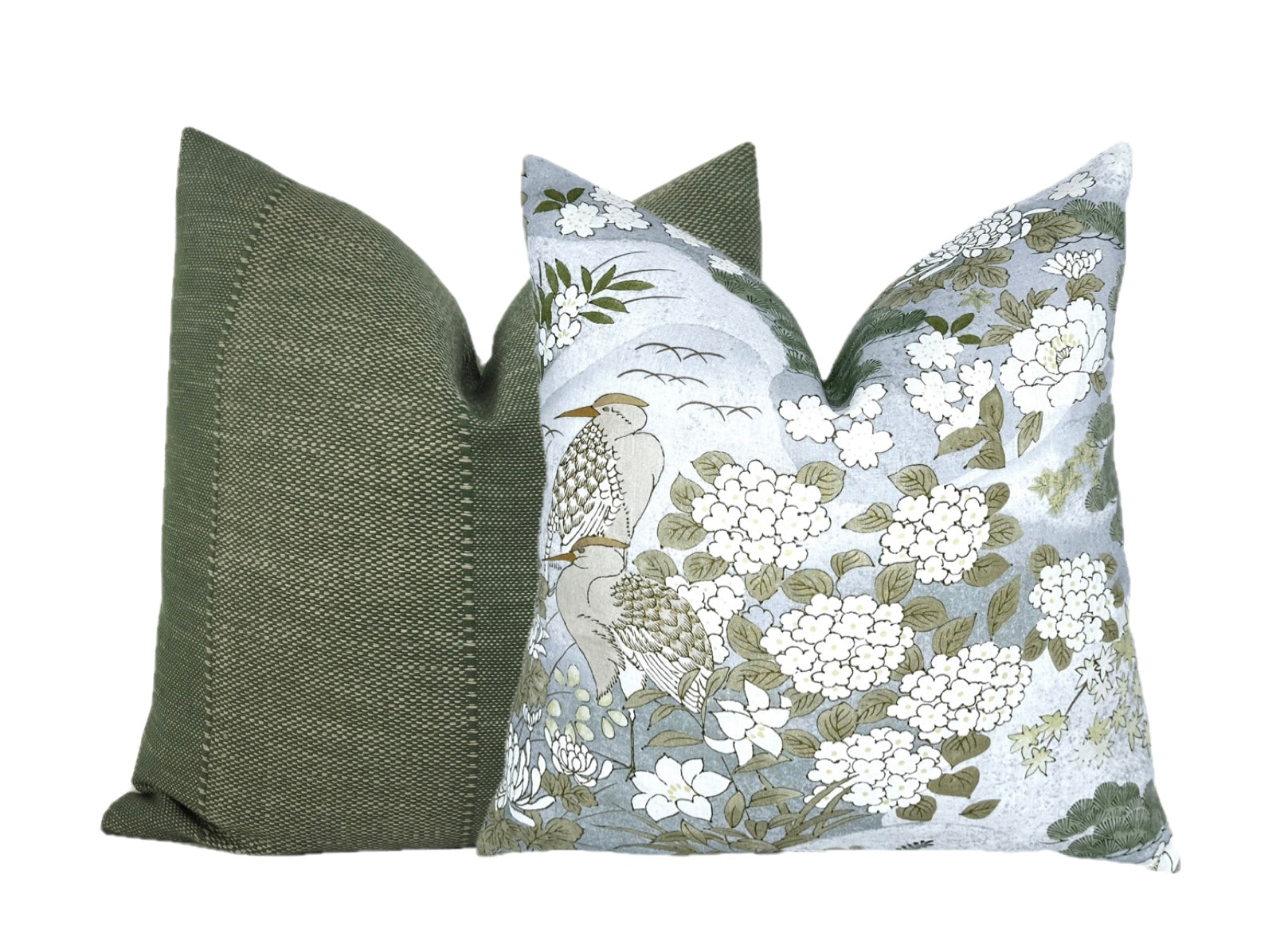 BACKORDER - Schumacher Lake Mist Botanical Pillow Cover