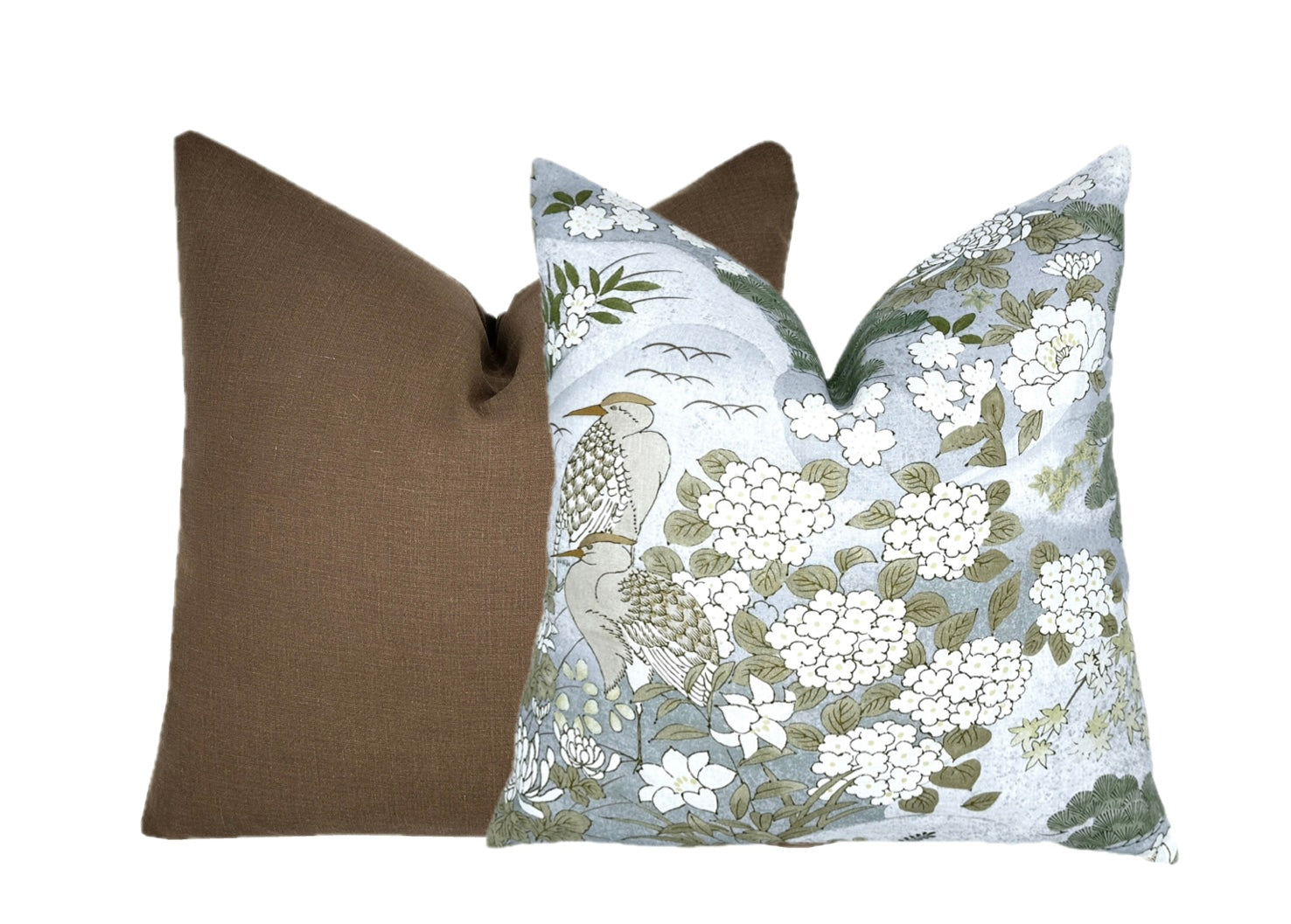 BACKORDER - Schumacher Lake Mist Botanical Pillow Cover