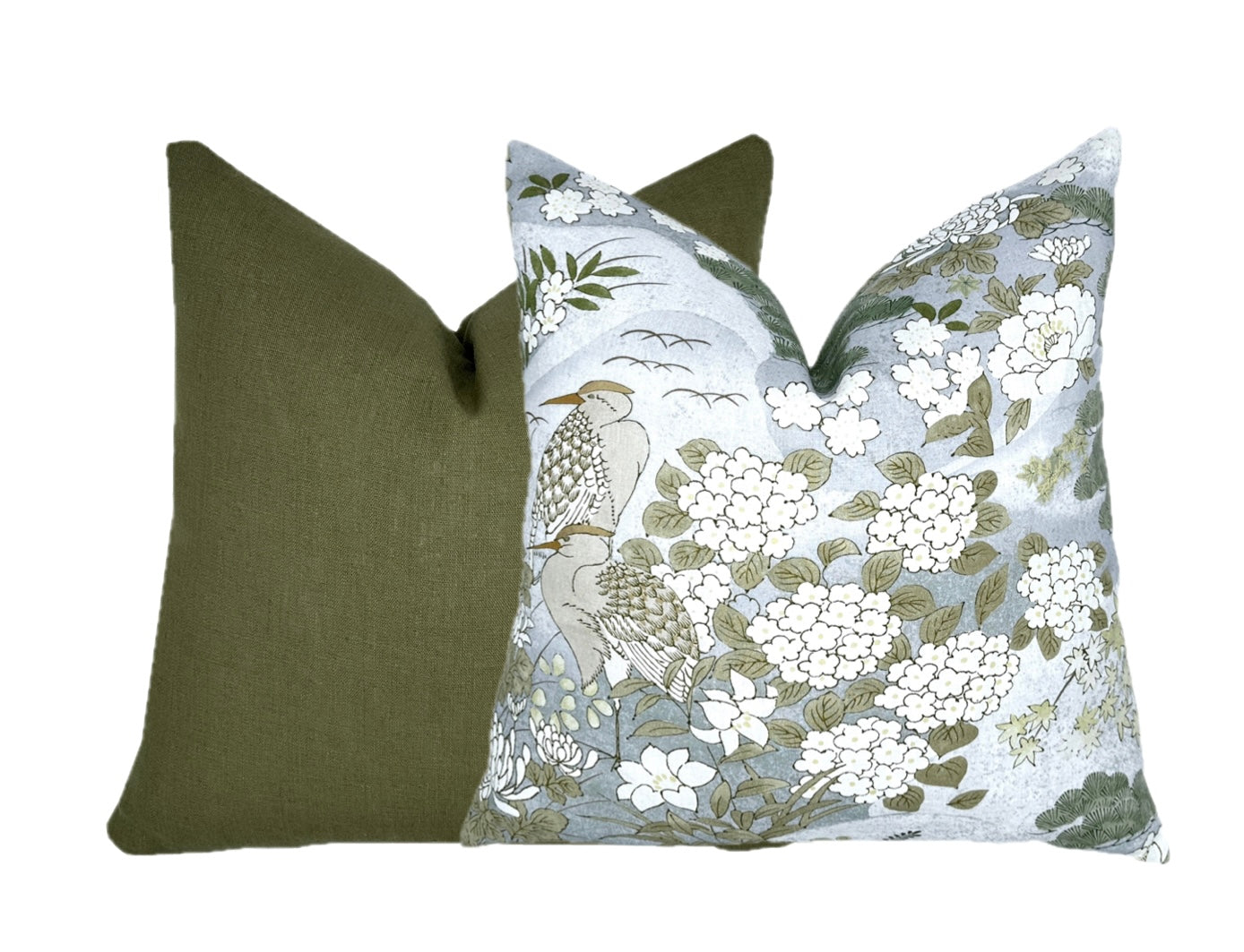 BACKORDER - Schumacher Lake Mist Botanical Pillow Cover
