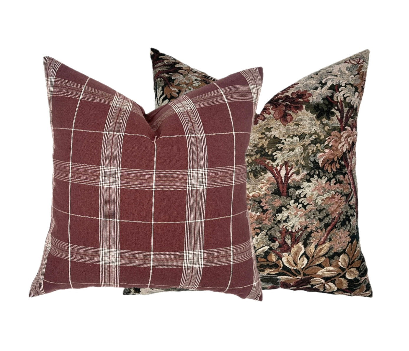 Kent Burgundy Plaid Pillow Cover | Mulberry | Maroon | Burgundy | Same Fabric Both Sides
