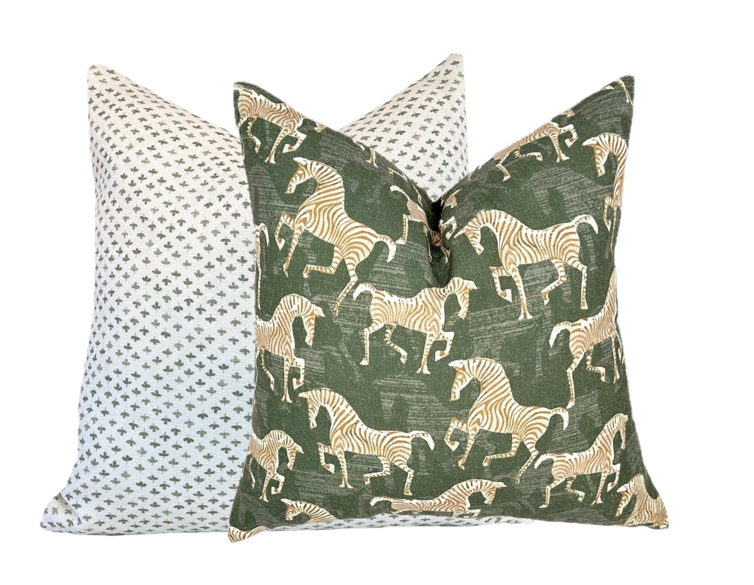 Masai Green Zebra Pillow Cover | Olive Green | Same Fabric Both Sides