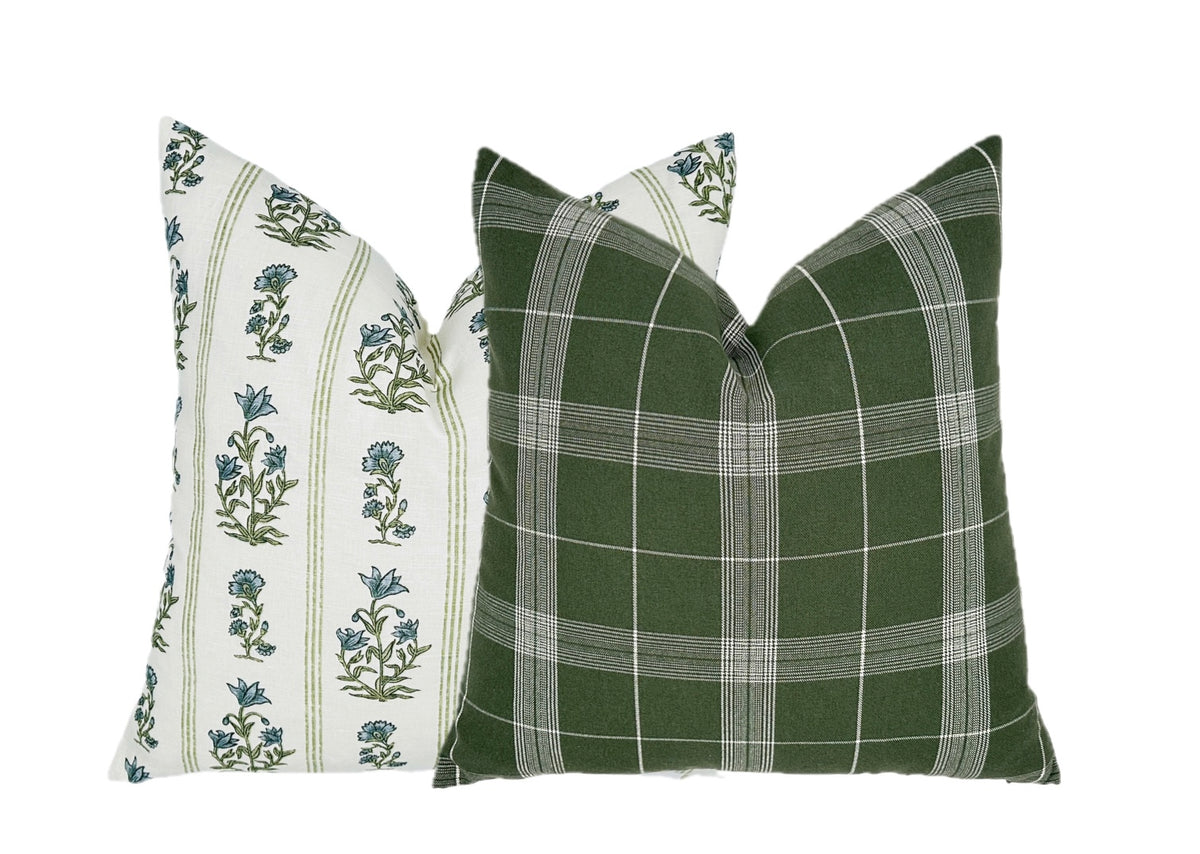 Bristol Olive Green Plaid Pillow Cover | Same Fabric Both Sides