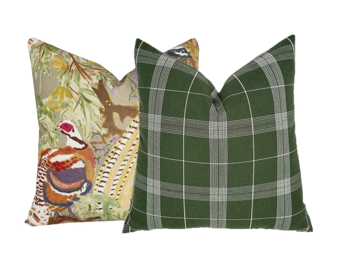 Bristol Olive Green Plaid Pillow Cover | Same Fabric Both Sides