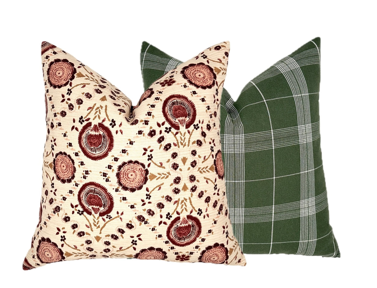Schumacher Athena Burgundy Floral Pillow Cover