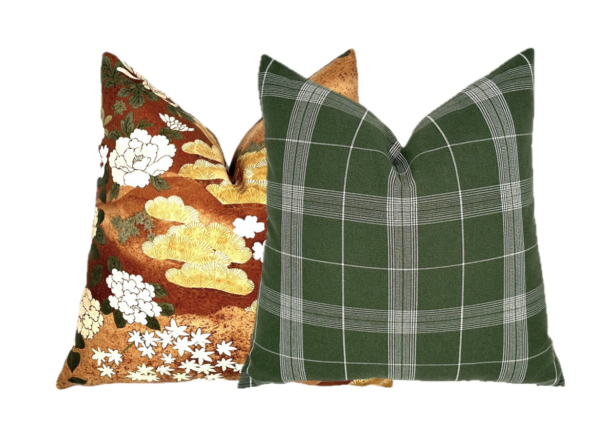 Bristol Olive Green Plaid Pillow Cover | Same Fabric Both Sides