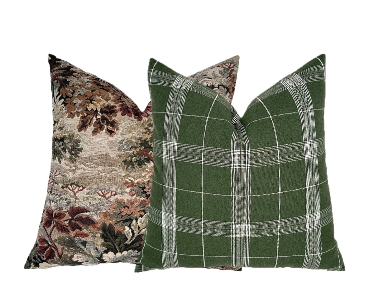 Bristol Olive Green Plaid Pillow Cover | Same Fabric Both Sides