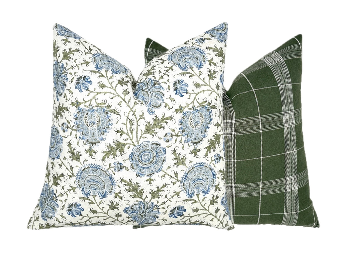Indiennes Floral Pillow Cover | Lee Jofa | Blue and Green