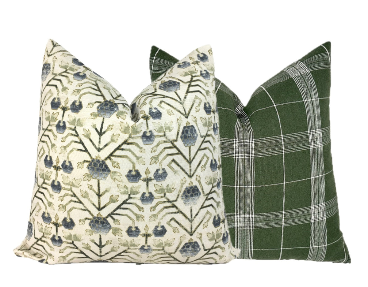Designer Khotan Pillow Cover |  Indigo and Ivory |  Zak and Fox