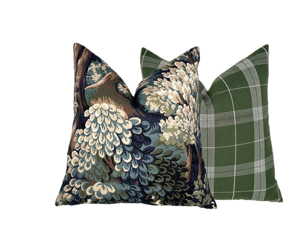 Basswood Forest Blue Tapestry Pillow Cover | Moody Blue | Designer | Botanical