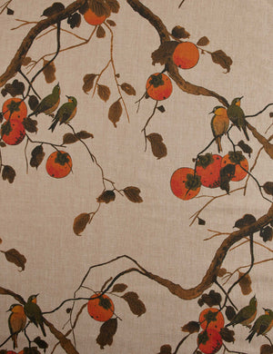 Persimmon Birds Pillow Cover | Brown & Persimmon Tones Botanical