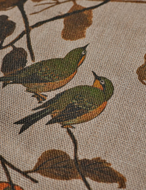 Persimmon Birds Pillow Cover | Brown & Persimmon Tones Botanical