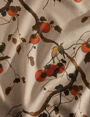 Persimmon Birds Pillow Cover | Brown & Persimmon Tones Botanical