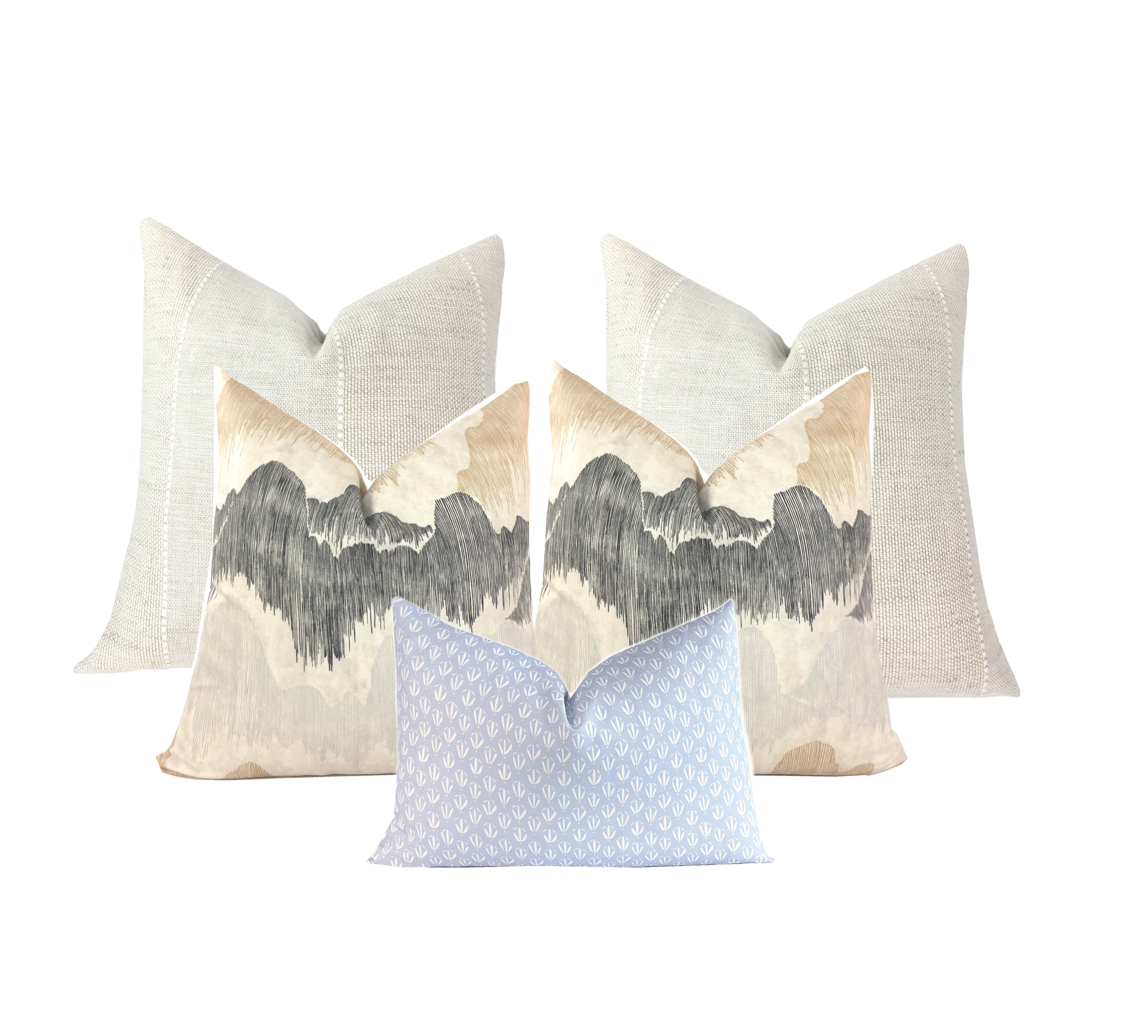 Pillow Combination #2 | 5 Pillow Covers |  Caravane Oasis | Cascadia Basalt | Haint Blue | Sofa Pillow Combo