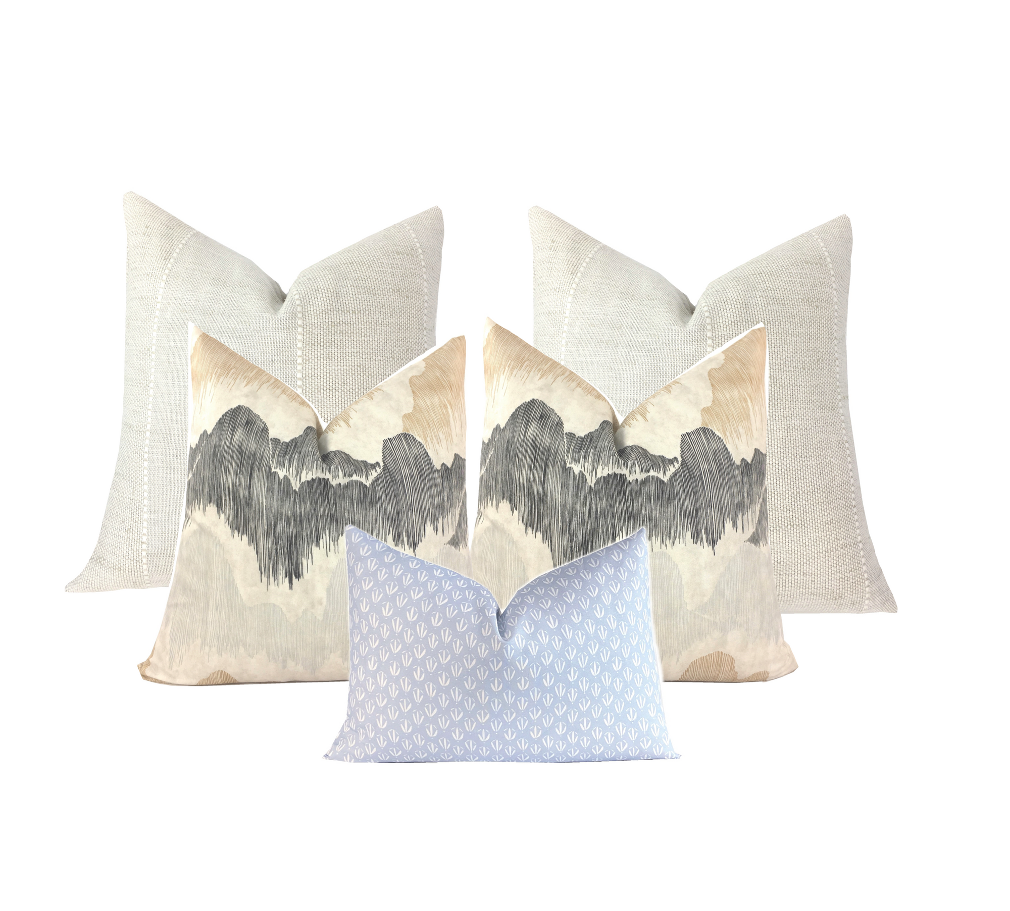 Pillow Combination #2 | 5 Pillow Covers |  Caravane Oasis | Cascadia Basalt | Haint Blue | Sofa Pillow Combo