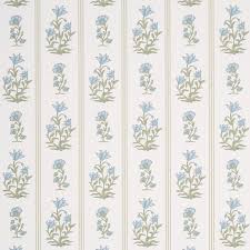 Schumacher Ellora Leaf Pillow Cover | Blue and Green Floral Stripe
