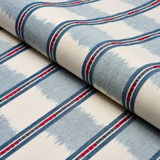 Schumacher Faye Ikat Chambray Pillow Cover | Red White Blue Stripe