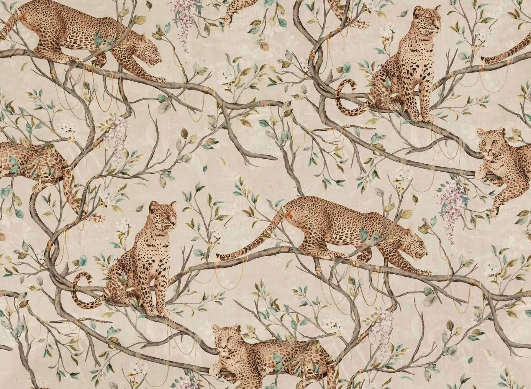 Leopards in Trees Chinoiserie Pillow Cover | Floral Asian pattern | Designer | High End