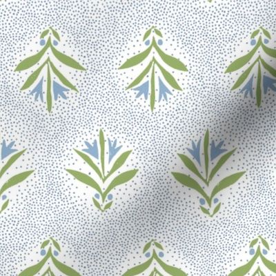 Catie Pillow Cover | Soft Sky Blue and Green on Ivory Belgian Linen